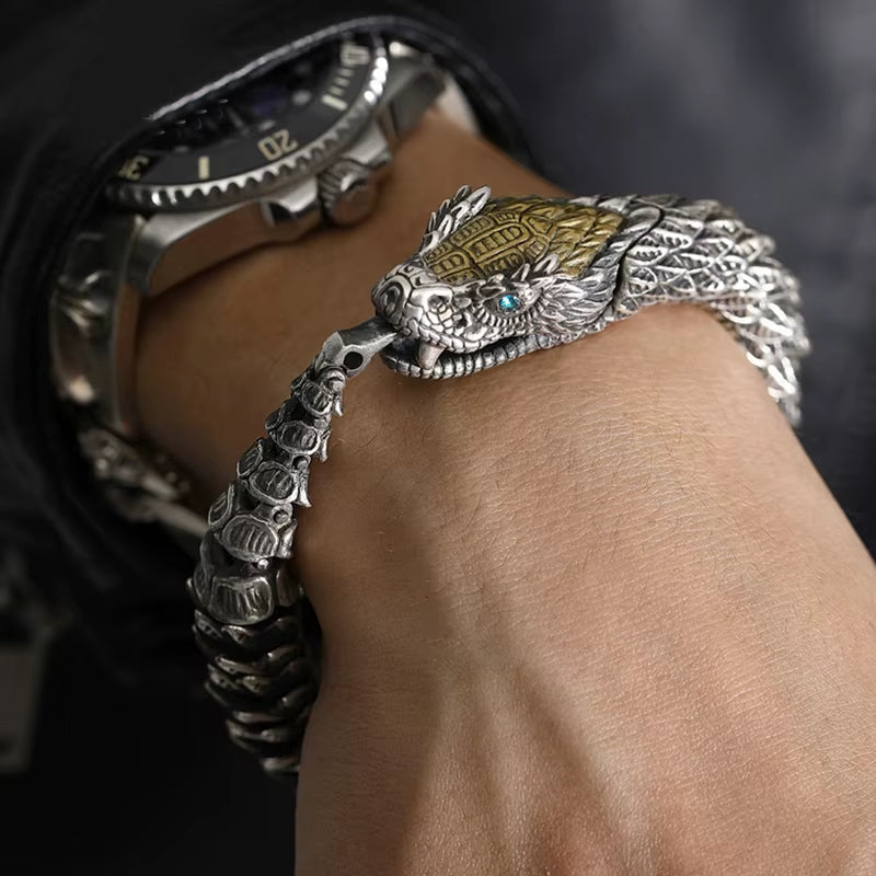 Venom King Medusa Snake Bracelet for Men β Handmade Retro Hip-Hop Statement Jewelry