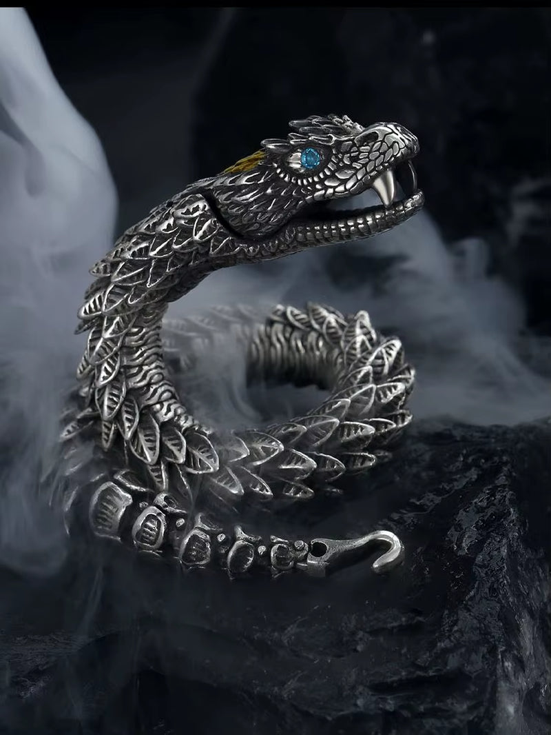 Venom King Medusa Snake Bracelet for Men β Handmade Retro Hip-Hop Statement Jewelry