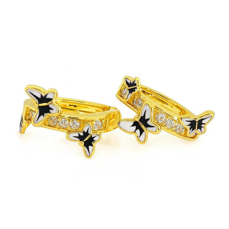 Women’s 3D Butterfly Accent Earrings – 14K Gold Plated with Enhanced Finish & Long-Lasting Glow