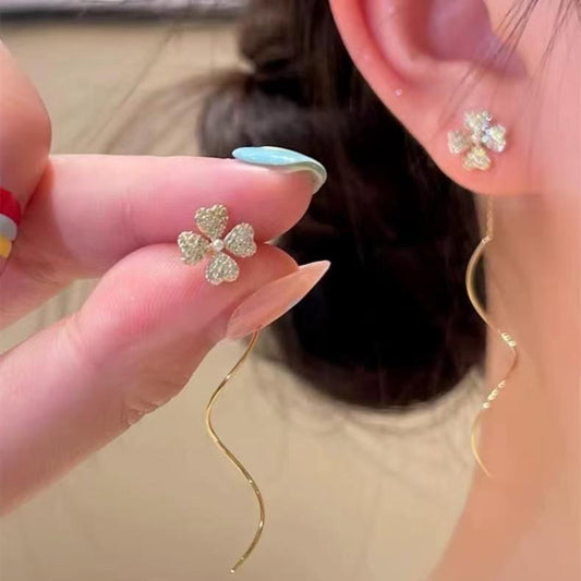 Petal Whisper Floral Threader Earrings for Women – Minimalist Silver Post Elegant Daily Jewelry