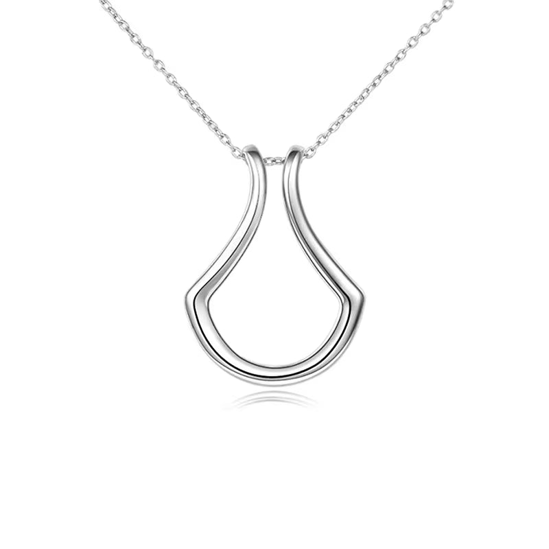 Minimal Ring Holder Pendant Necklace – Geometric Unisex Necklace in Gold & Silver Tone (45 cm)