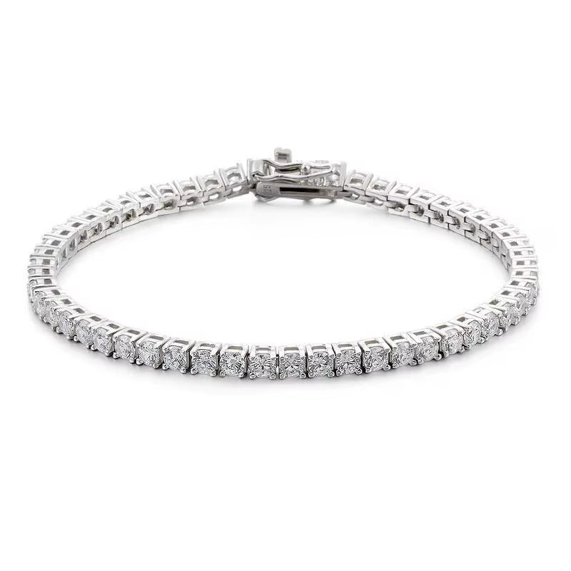Radiant Ice Moissanite Tennis Bracelet – 3mm / 4mm 925 Sterling Silver with GRA Certificate (Unisex)
