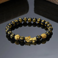 Prosperity Pixiu Obsidian Bead Bracelet – Feng Shui Wealth & Luck Adjustable Bracelet for Men & Women