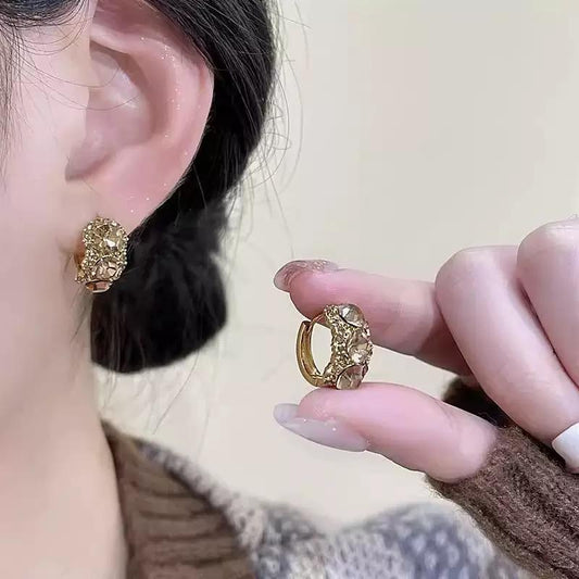 Minimal Luxe Zircon Hoop Earrings for Women – 14K Gold Plated Elegant Everyday Jewelry