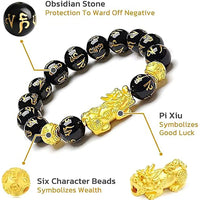 Prosperity Pixiu Obsidian Bead Bracelet – Feng Shui Wealth & Luck Adjustable Bracelet for Men & Women