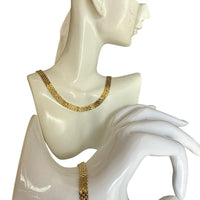 Golden Link Choker & Bracelet Set – 14K Laminated Gold Flat-Link Necklace and Matching Bracelet (Style 0007)