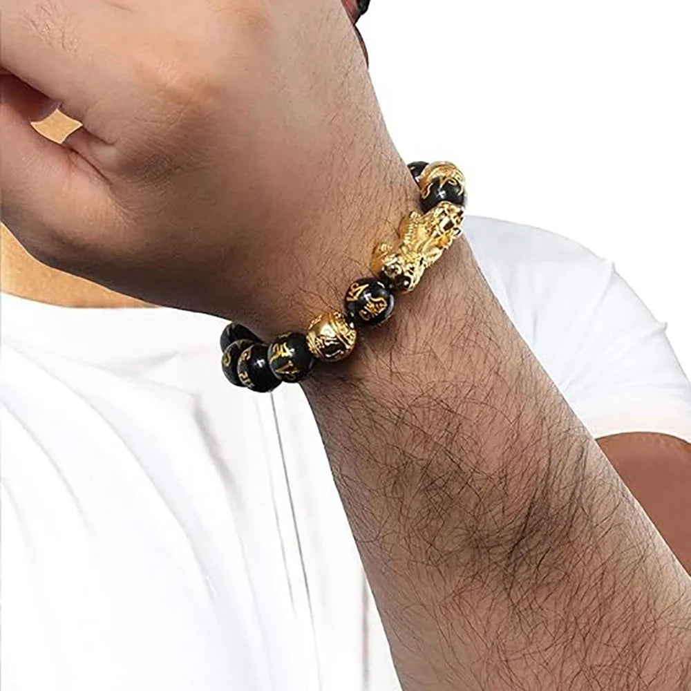 Prosperity Pixiu Obsidian Bead Bracelet – Feng Shui Wealth & Luck Adjustable Bracelet for Men & Women