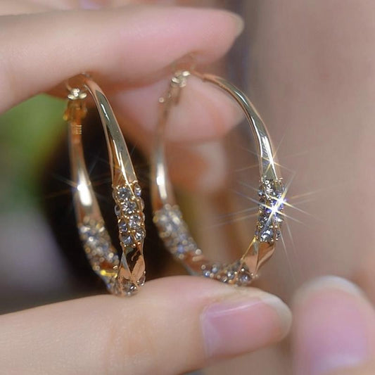 FrostLuxe Zircon Hoop Earrings for Women – Modern Cold-Tone Minimalist Statement Jewelry