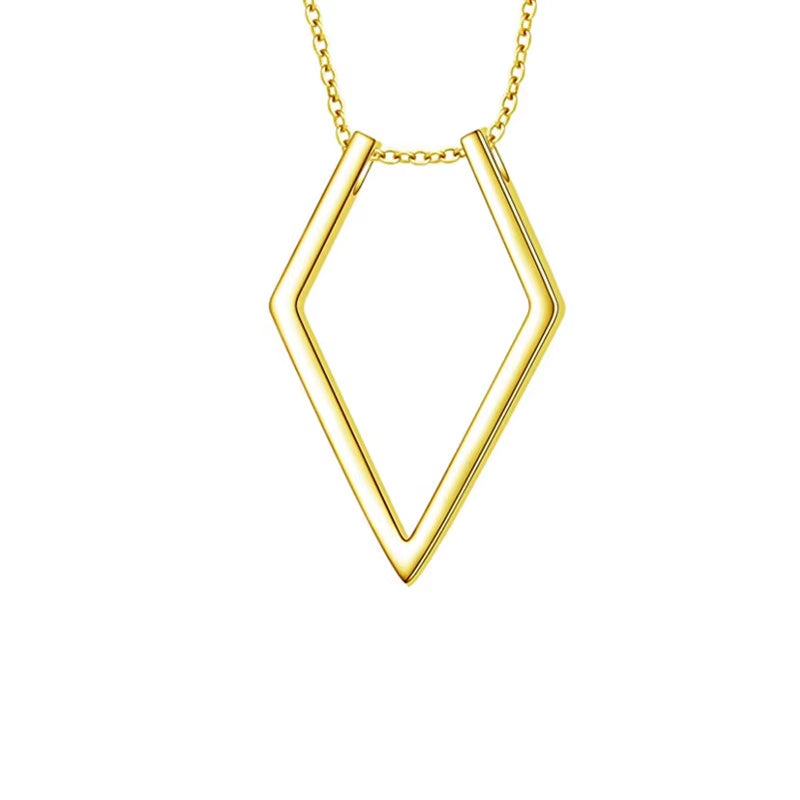 Minimal Ring Holder Pendant Necklace – Geometric Unisex Necklace in Gold & Silver Tone (45 cm)