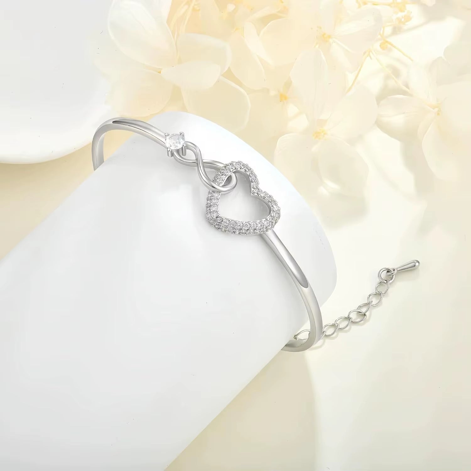 Forever Connected Infinity Heart Bracelet for Daughter – A Mother’s Love Cubic Zirconia Inspirational Gift