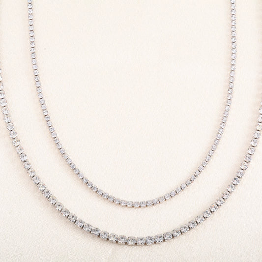 Luxe Crystal Tennis Chain Necklace for Women – Stainless Steel Cubic Zirconia Minimalist Choker & Chain Jewelry