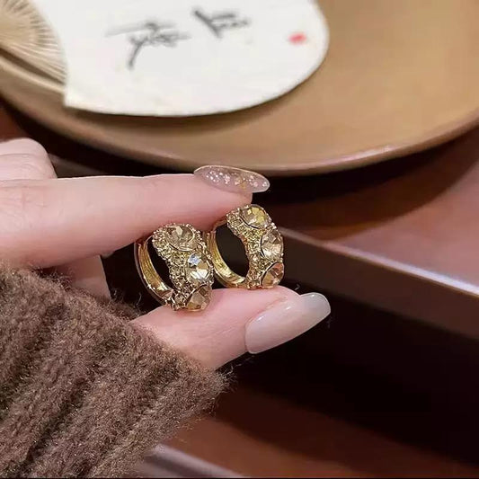 Minimal Luxe Zircon Hoop Earrings for Women – 14K Gold Plated Elegant Everyday Jewelry