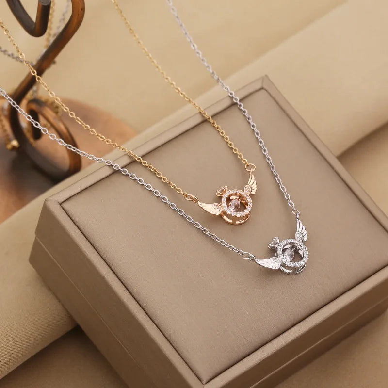 Heartbeat Angel Wing Clavicle Necklace – Light Luxury Smart Design Pendant Jewelry Gift