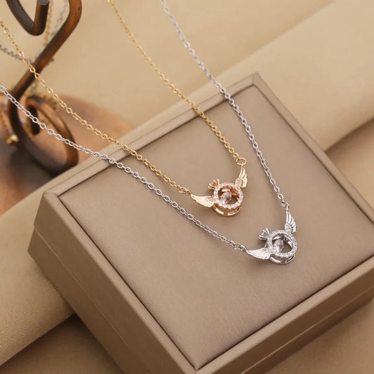 Heartbeat Angel Wing Clavicle Necklace – Light Luxury Smart Design Pendant Jewelry Gift