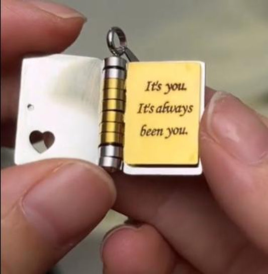 Love Story Book Pendant Necklace – Meaningful Gift Jewelry for Valentine’s Day, Birthdays & Special Moments