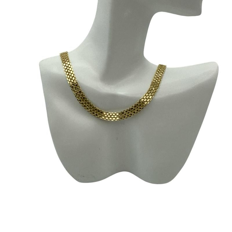 Golden Link Choker & Bracelet Set – 14K Laminated Gold Flat-Link Necklace and Matching Bracelet (Style 0007)