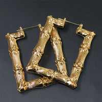 Punk Gold Sliver Color Bamboo Hoop Earrings for Women Geometric Big round Circle Bamboo Earings Bijoux Hip Hop Party Jewelry