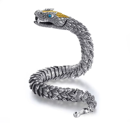 Venom King Medusa Snake Bracelet for Men – Handmade Retro Hip-Hop Statement Jewelry