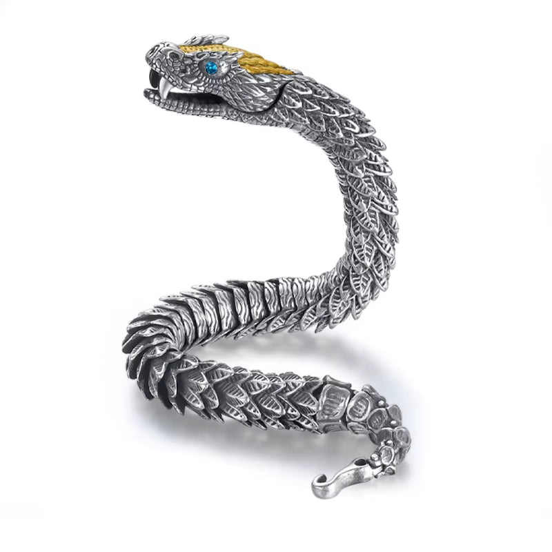 Venom King Medusa Snake Bracelet for Men – Handmade Retro Hip-Hop Statement Jewelry