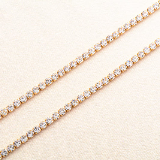 Luxe Crystal Tennis Chain Necklace for Women – Stainless Steel Cubic Zirconia Minimalist Choker & Chain Jewelry