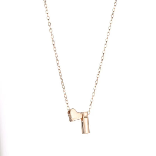 Tiny Heart Initial Pendant Necklace – Dainty Letter Choker in Gold or Silver for Women