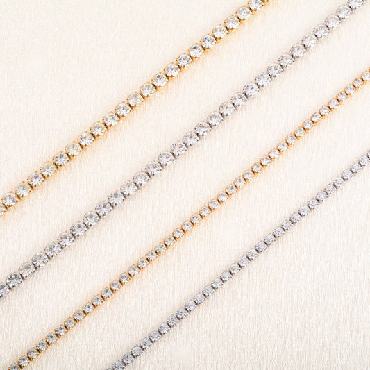 Luxe Crystal Tennis Chain Necklace for Women – Stainless Steel Cubic Zirconia Minimalist Choker & Chain Jewelry