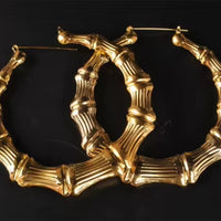 Punk Gold Sliver Color Bamboo Hoop Earrings for Women Geometric Big round Circle Bamboo Earings Bijoux Hip Hop Party Jewelry
