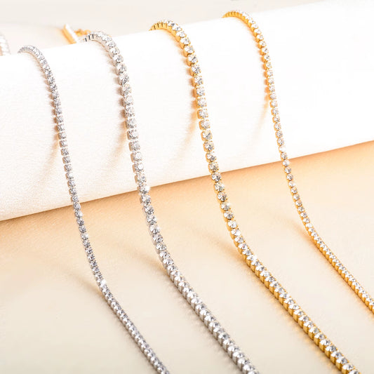 Luxe Crystal Tennis Chain Necklace for Women – Stainless Steel Cubic Zirconia Minimalist Choker & Chain Jewelry