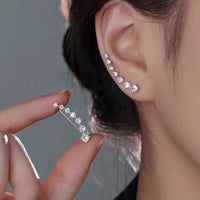 Dual-Tone Gem Ear Clip Earrings for Women – Black & White Rhinestone Minimal Fashion Jewelry