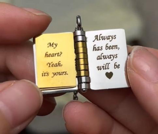 Love Story Book Pendant Necklace – Meaningful Gift Jewelry for Valentine’s Day, Birthdays & Special Moments