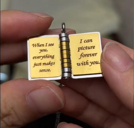 Love Story Book Pendant Necklace – Meaningful Gift Jewelry for Valentine’s Day, Birthdays & Special Moments