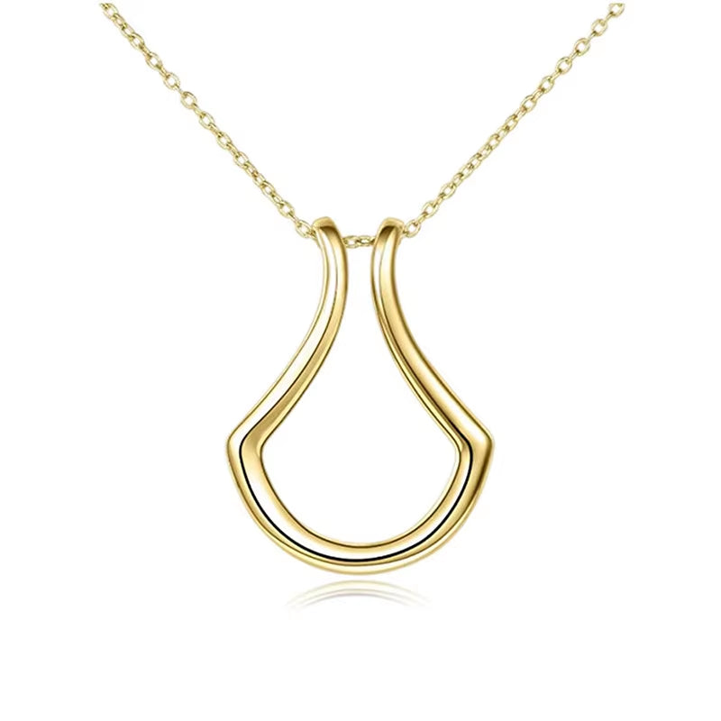 Minimal Ring Holder Pendant Necklace – Geometric Unisex Necklace in Gold & Silver Tone (45 cm)
