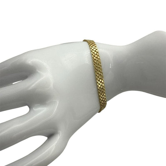 Golden Link Choker & Bracelet Set – 14K Laminated Gold Flat-Link Necklace and Matching Bracelet (Style 0007)