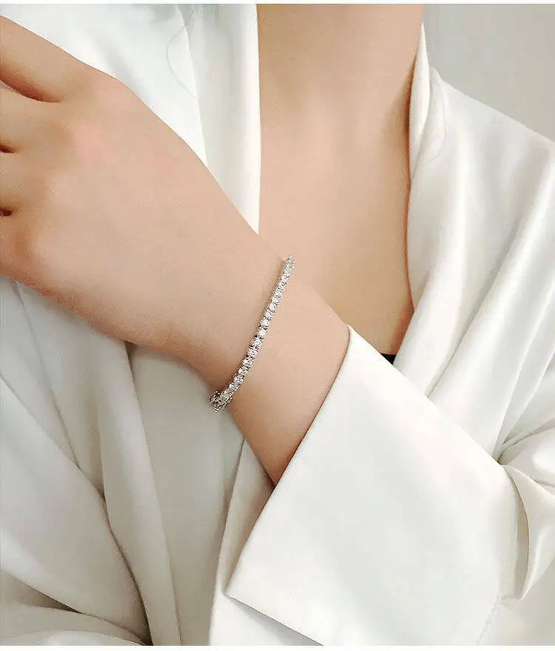 Radiant Ice Moissanite Tennis Bracelet – 3mm / 4mm 925 Sterling Silver with GRA Certificate (Unisex)