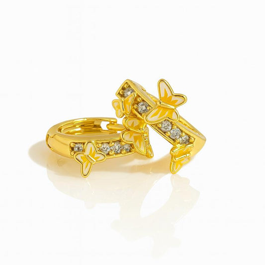 Women’s 3D Butterfly Accent Earrings – 14K Gold Plated with Enhanced Finish & Long-Lasting Glow