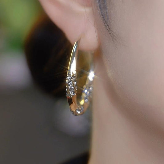 FrostLuxe Zircon Hoop Earrings for Women – Modern Cold-Tone Minimalist Statement Jewelry