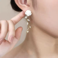 BloomGrace Camellia Tassel Earrings for Women – Elegant Rose-Inspired Long Drop Jewelry