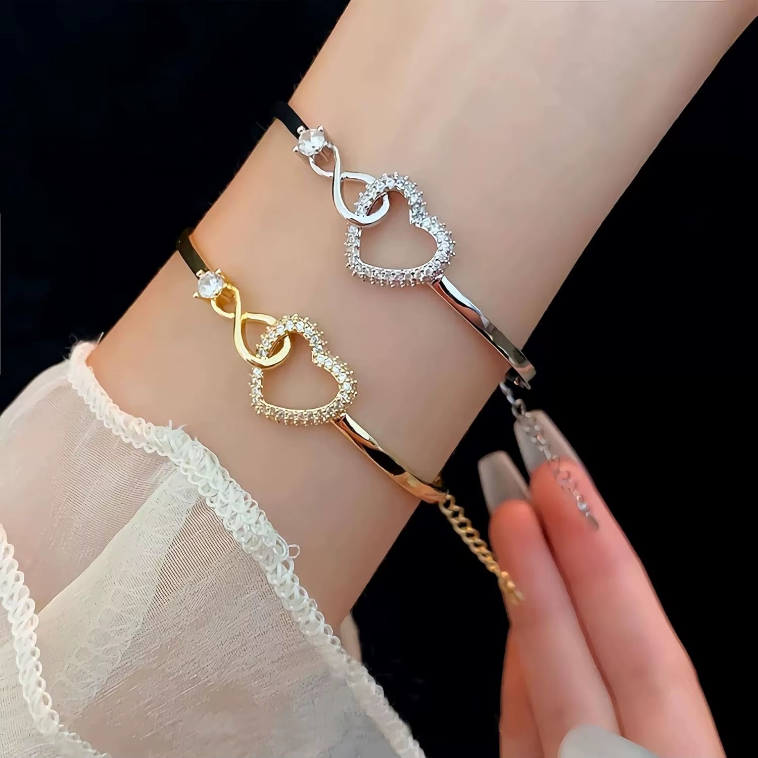 Forever Connected Infinity Heart Bracelet for Daughter – A Mother’s Love Cubic Zirconia Inspirational Gift