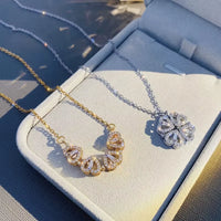 Dual-Style Heart Blossom Pendant Necklace for Women – 18K Gold Plated Stainless Steel Romantic Jewelry