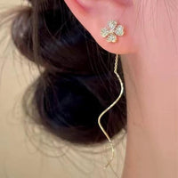 Petal Whisper Floral Threader Earrings for Women – Minimalist Silver Post Elegant Daily Jewelry