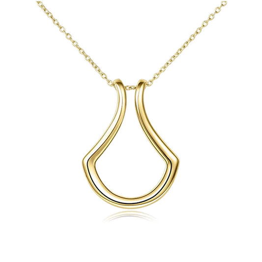 Minimal Ring Holder Pendant Necklace – Geometric Unisex Necklace in Gold & Silver Tone (45 cm)