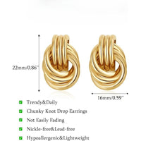 Sculpted Knot Drop Earrings for Women – Premium Gold Finish Geometric Statement Jewelry