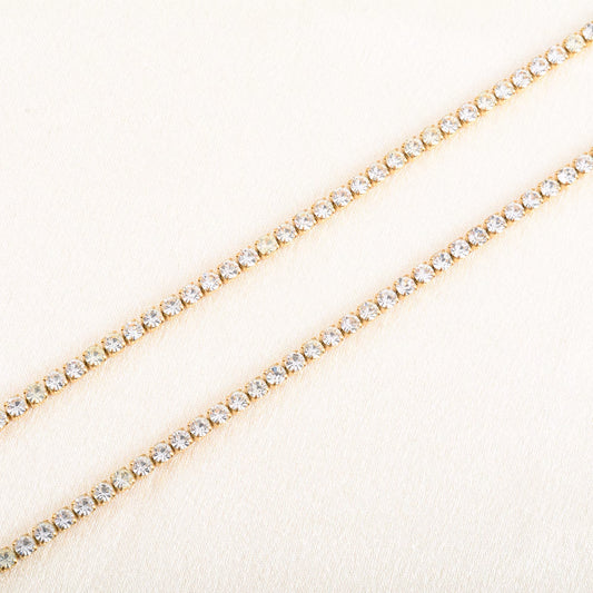 Luxe Crystal Tennis Chain Necklace for Women – Stainless Steel Cubic Zirconia Minimalist Choker & Chain Jewelry