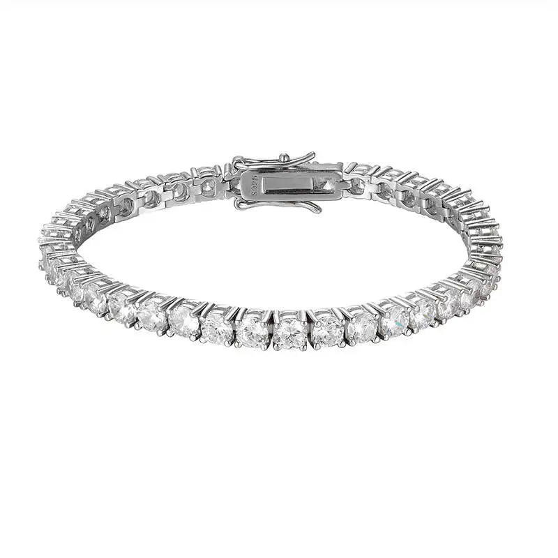 Radiant Ice Moissanite Tennis Bracelet – 3mm / 4mm 925 Sterling Silver with GRA Certificate (Unisex)