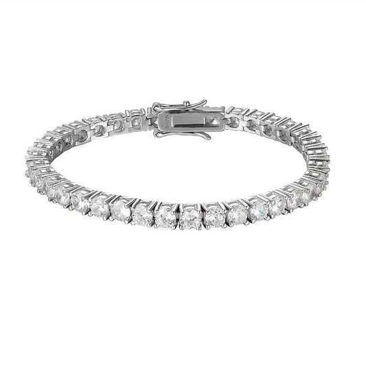 Radiant Ice Moissanite Tennis Bracelet – 3mm / 4mm 925 Sterling Silver with GRA Certificate (Unisex)