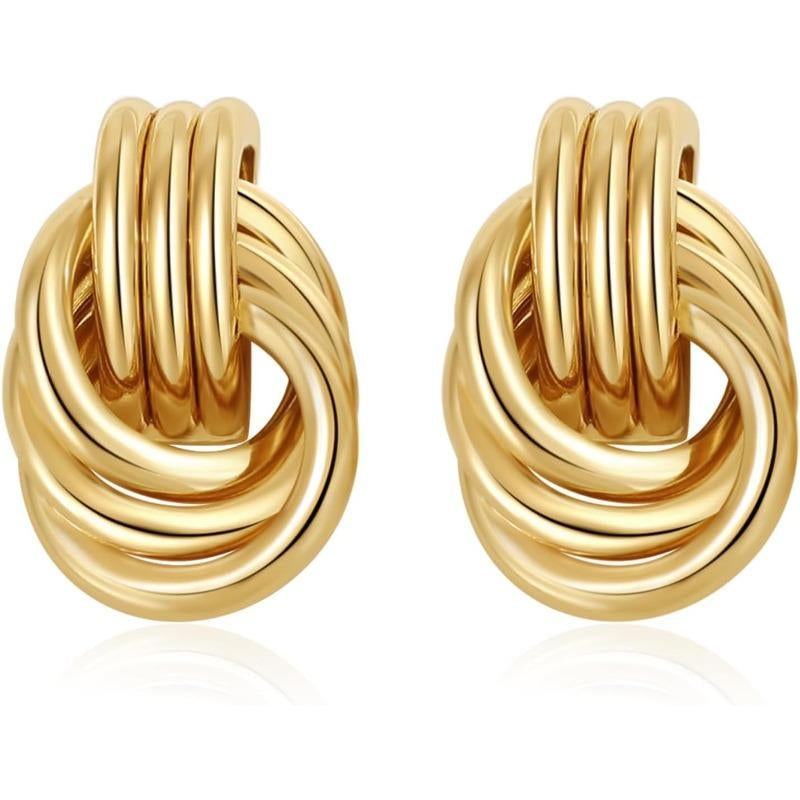 Sculpted Knot Drop Earrings for Women – Premium Gold Finish Geometric Statement Jewelry