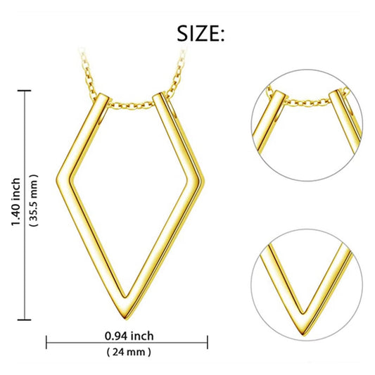 Minimal Ring Holder Pendant Necklace – Geometric Unisex Necklace in Gold & Silver Tone (45 cm)