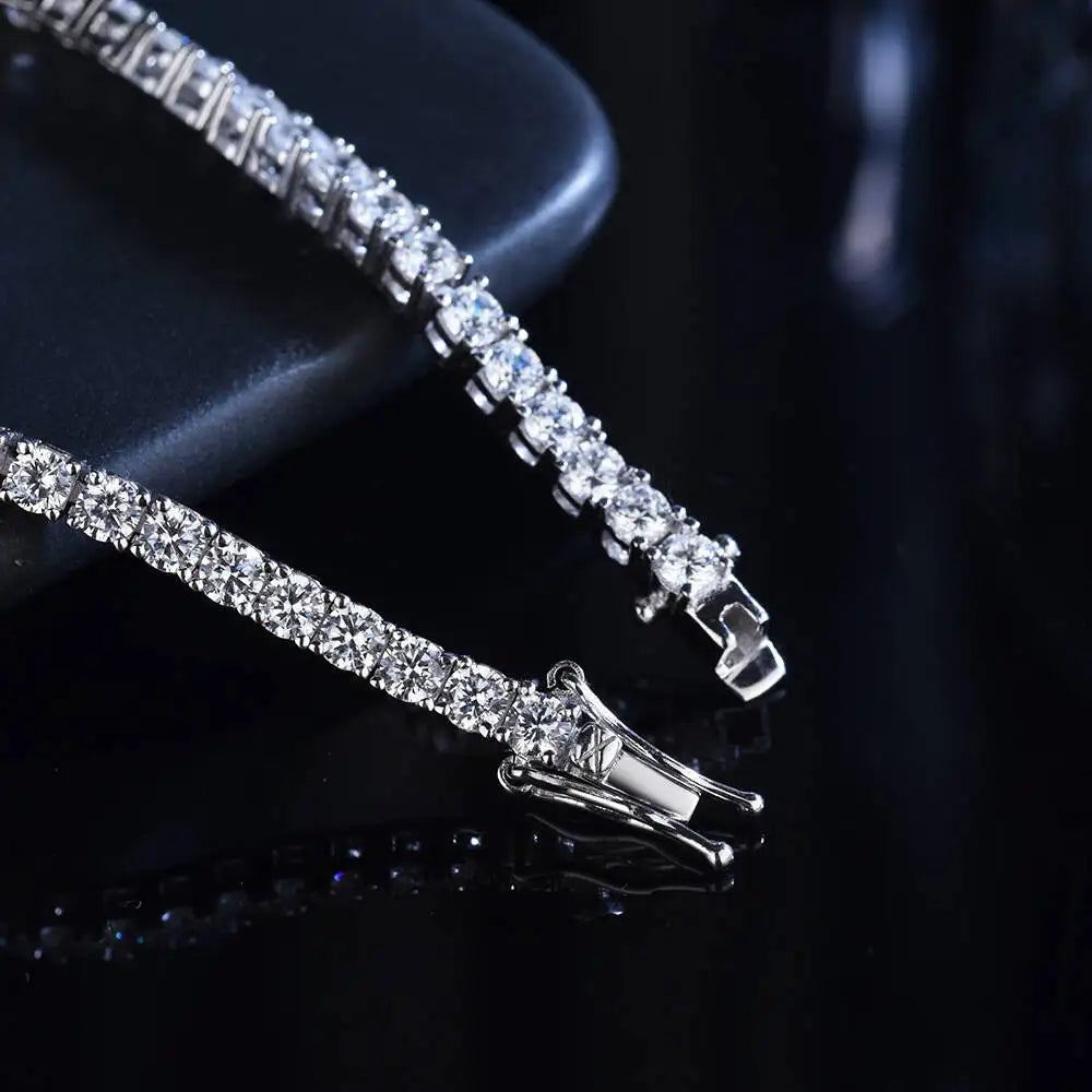 Radiant Ice Moissanite Tennis Bracelet – 3mm / 4mm 925 Sterling Silver with GRA Certificate (Unisex)