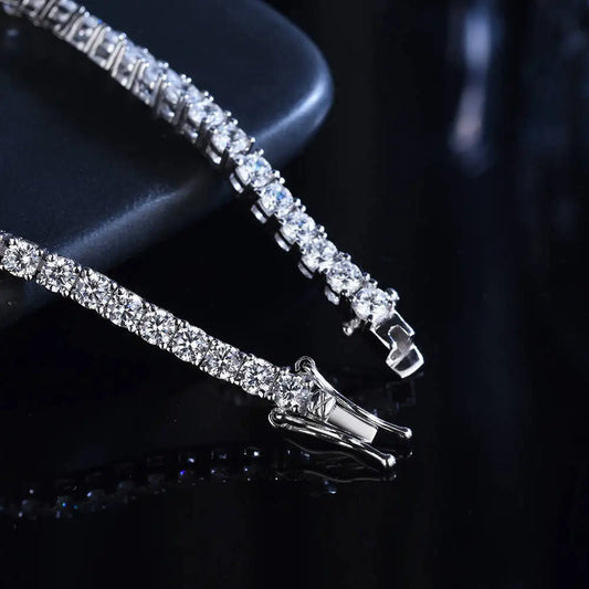 Radiant Ice Moissanite Tennis Bracelet – 3mm / 4mm 925 Sterling Silver with GRA Certificate (Unisex)