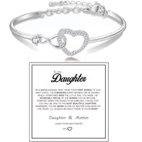 Forever Connected Infinity Heart Bracelet for Daughter – A Mother’s Love Cubic Zirconia Inspirational Gift